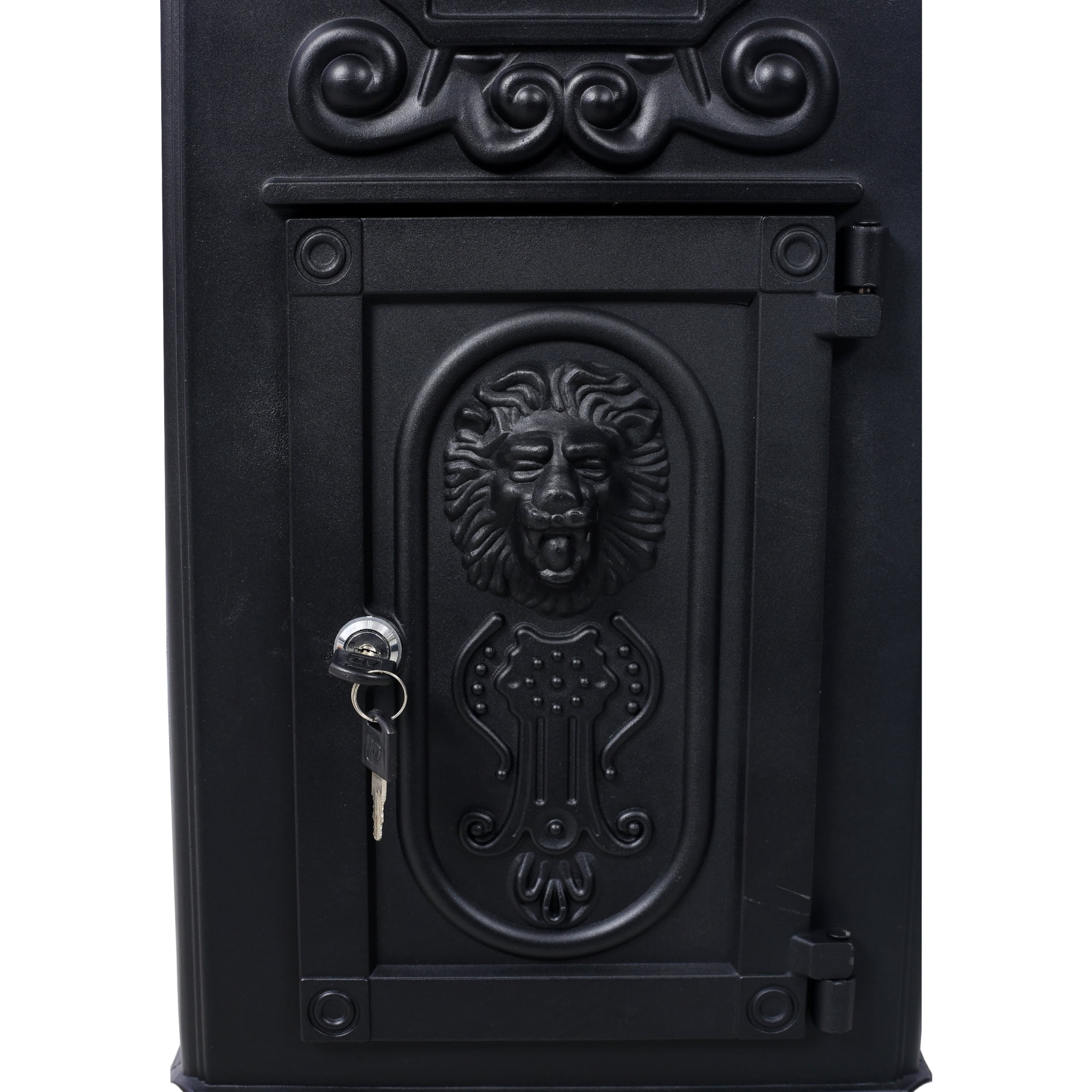 Large Capacity Outdoor Mailbox, Rainproof Floorstanding Letter Box Statue for Garden, Residential Use, Black