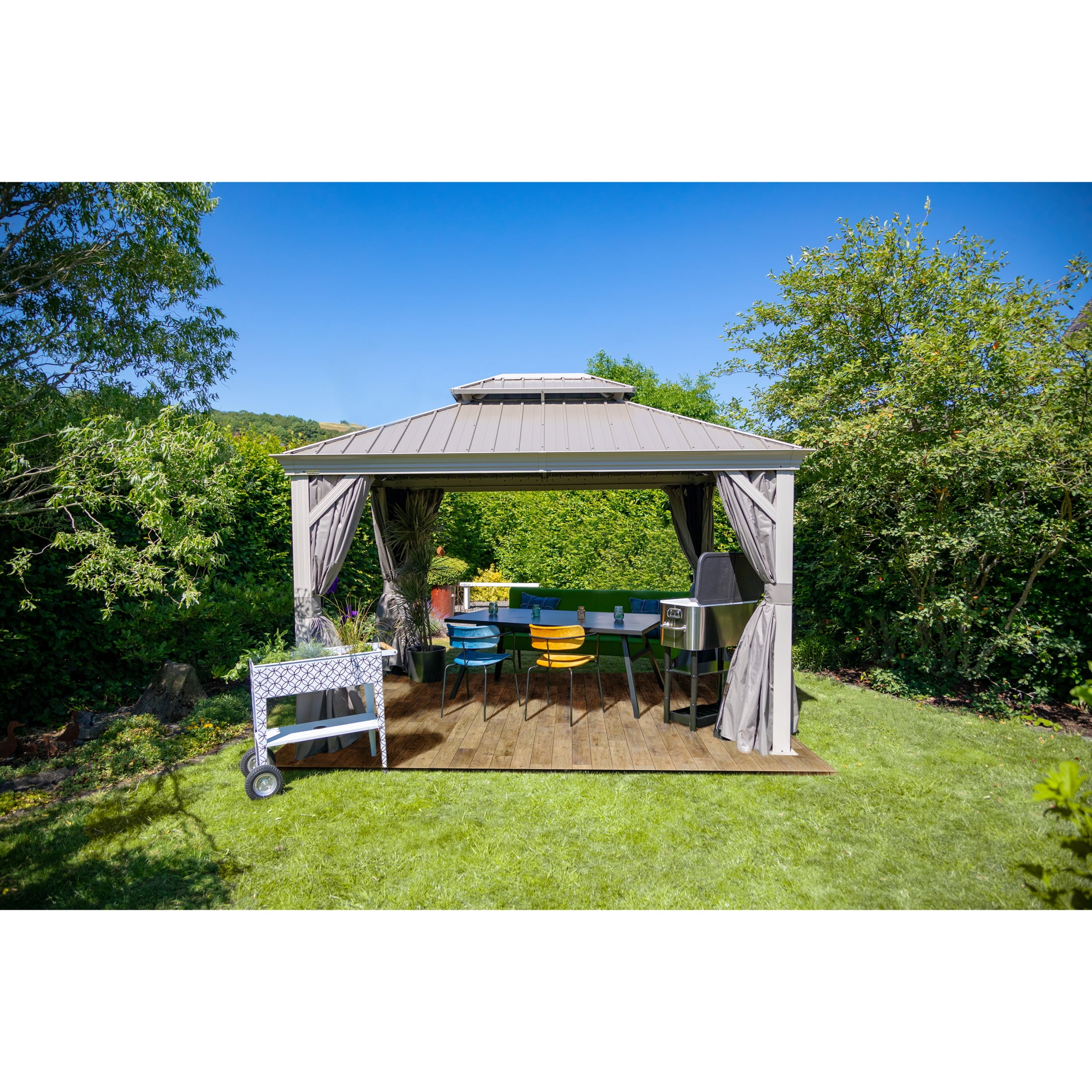 Sojag Taupe Curtains for Monaco/Messina/Mykonos Gazebos, 12 ft. x 12 ft., Spun, Outdoor Shades