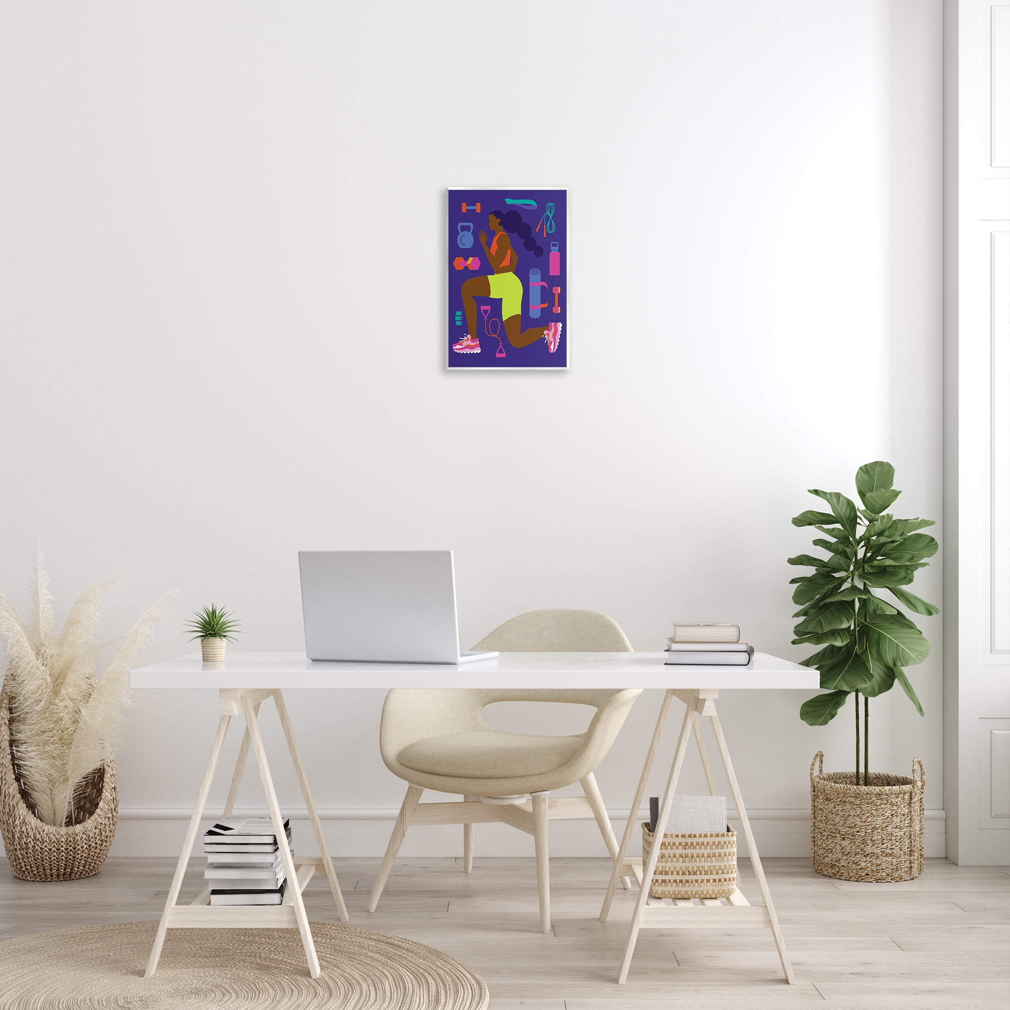 Stupell Industries Inspiring Woman & Workout Sports Painting Unframed Art Print Wall Art, 13 x 19