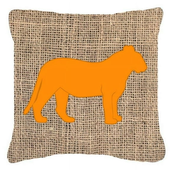 Tiger Burlap and Orange Indoor & Outdoor Decorative Fabric Pillow - 18 x 18 in.