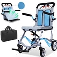 thumbnail image 1 of Silla de Ruedas Ultraligera de Aluminio Azul Portátil y Plegable Para Viaje, 1 of 7