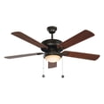 thumbnail image 1 of Ventilador de techo 52", 1 luz E27 60W, acabado marrón, 5 aspas reversibles, 3 velocidades, 1 of 8