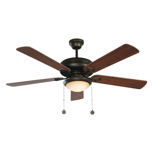 Ventilador de techo 52", 1 luz E27 60W, acabado marrón, 5 aspas reversibles, 3 velocidades