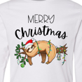 thumbnail image 4 of Inktastic Merry Christmas Cute Sloth with Santa Hat and Lights Long Sleeve Youth T-Shirt, 4 of 5