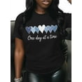 thumbnail image 7 of Women's T-Shirt Minimalism Blue Heart One Day At A Time Short Sleeve Casual Tee Classic Crew Neck T Shirt for Women Black, 3XL, 7 of 7
