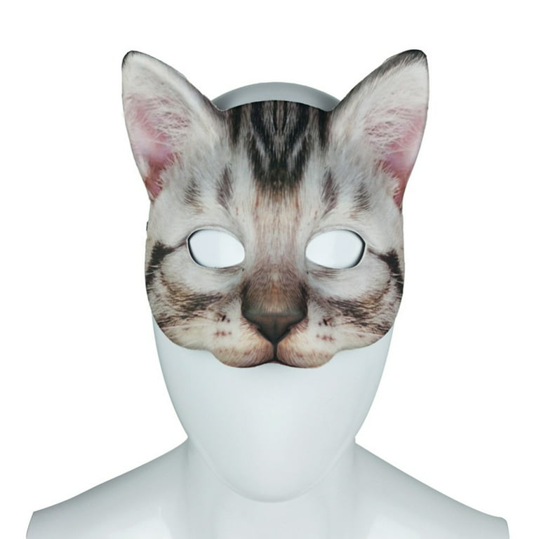 Halloween Mask for Adults Kids Masquerade EVA Mask Half Animal Cat Mask for  Cosplay Costume 