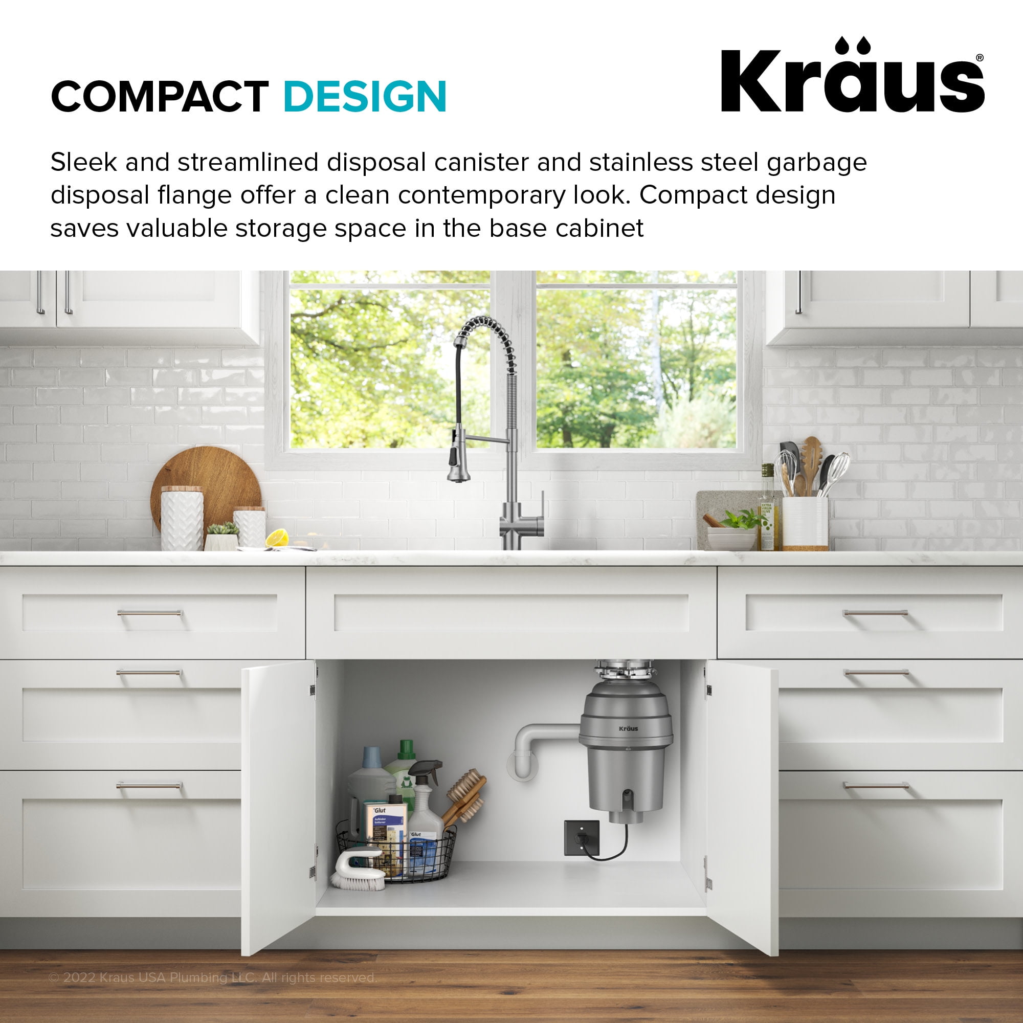 Kraus KWD210-75MGR 3/4 Hp Continuous Feed Garbage Disposal - Grey