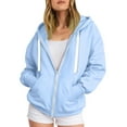 thumbnail image 6 of Linfrsh Zip Up Hoodie Women Women's Full Zip Up Hoodie Long Sleeve Hooded Sweatshirts Pockets Jacket Coat for Women Sky Blue,L, 6 of 7