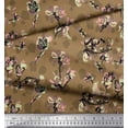 thumbnail image 2 of Soimoi Brown Poly Georgette Fabric Dragonfly,Floral & Texture Fabric Prints by Yard 52 Inch Wide, 2 of 3