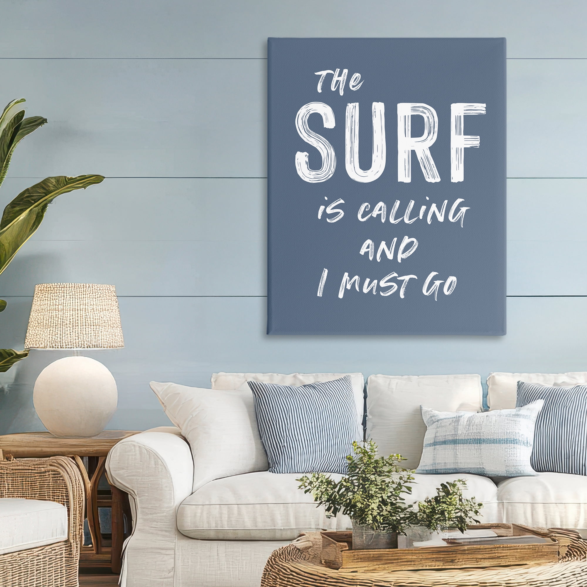 Surf Is Calling Must Go Canvas Wall Art, design by Lettered and Lined