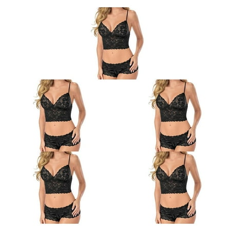 

5 Set Sexy Underwear Set Female Clothes Transparent Temptation Erotic Clothing Lace Underwear Pajamas Set