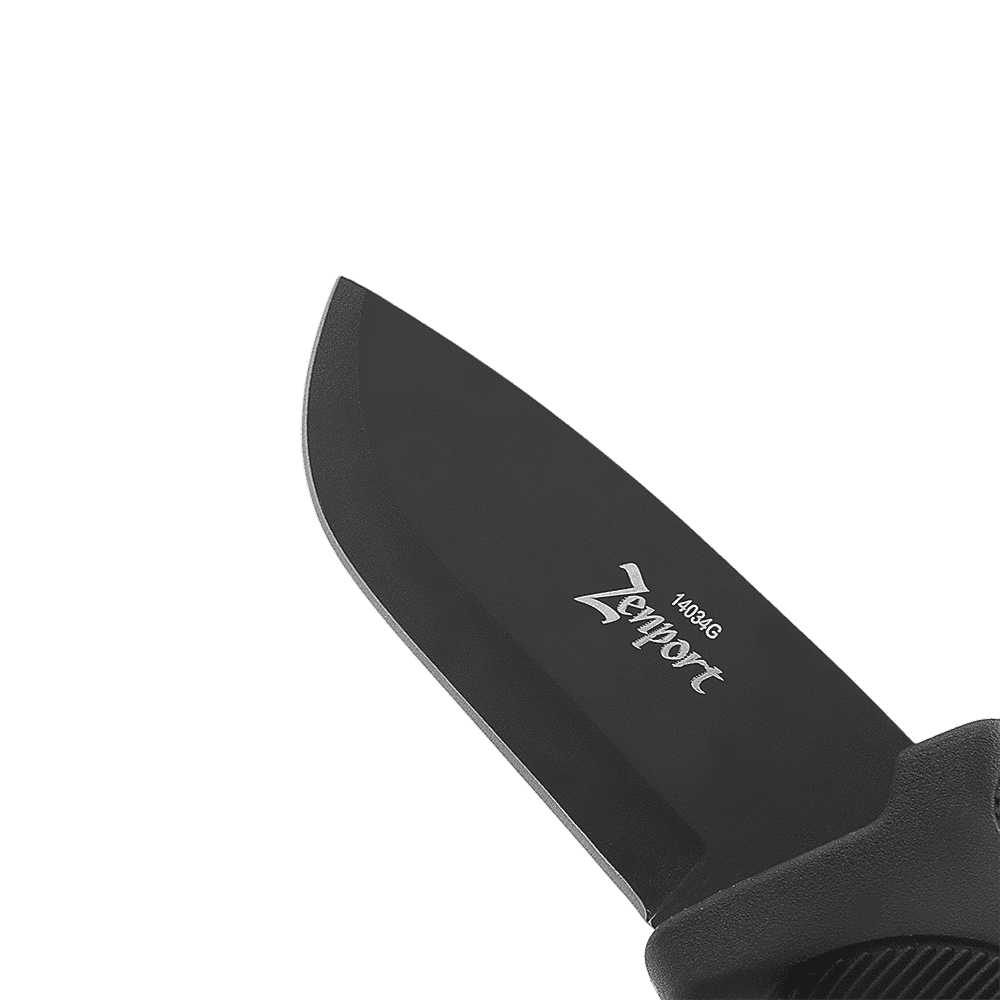Zenport 14034G Hunting Knife, 9-Inch, 4.2 Inch Stainless Steel Blade, Black - 12 Pack