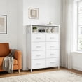 thumbnail image 2 of Nextay 8-Drawer Dresser with Open Shelf, Tall Storage Chest of Drawers for Bedroom, Entryway, Living Room, White, 2 of 7