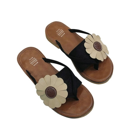 

VKEKIEO Summer Daily Flip-Flops Leisure Beach Flower Women s Flat Slippers