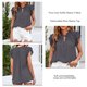 thumbnail image 5 of Blusa con cuello en V de color puro para mujer, holgada, cómoda, elegante, de moda, color liso, manga con volantes, Top gris S, 5 of 6