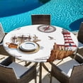 thumbnail image 6 of Nautical Lighthouses Round Tablecloth, Fitted Table Cover with Elastic for 36"-44" Round Tables, Ocean Ship Anchors Seashells Birds Table Cloth Outdoor Indoor Dinning Party Waterproof Tablecloths, 6 of 7