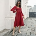 thumbnail image 5 of Purcoar Women's Shirred Ruffle Long Sleeve Dress Square Neck Flowy Dresses, 5 of 5