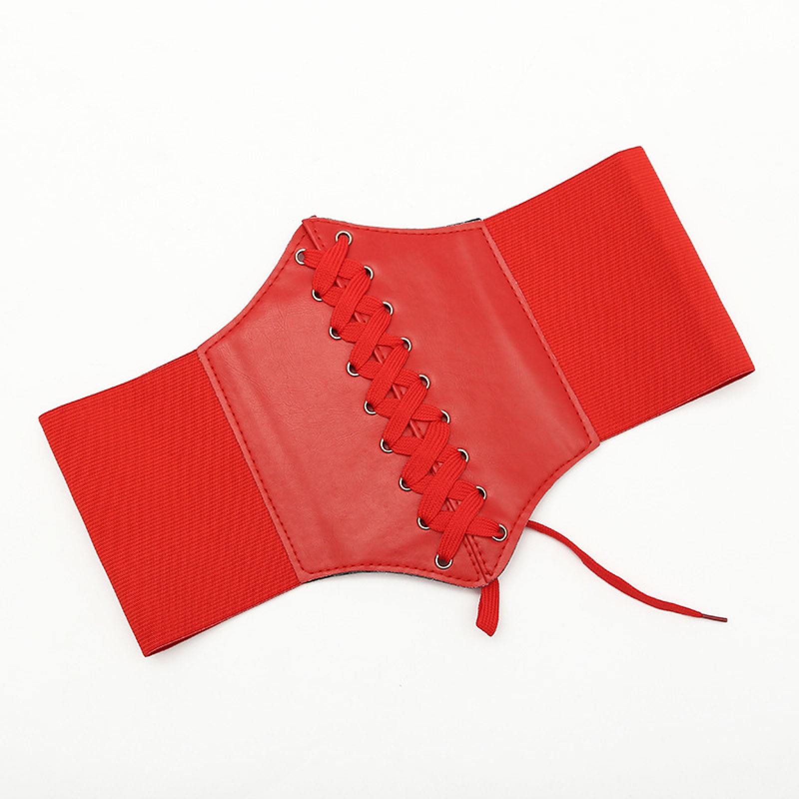 3991 7 Inch Wide Lattice Corset Waspie Elastic Waist Belt (red Sunset Rouge” waspie corset from Golden Hour Limited  main image 3