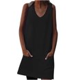 thumbnail image 2 of FcBaudy Robe Sans Manches à Col en V, Robes pour Femmes, Robes d'Été pour Femmes Mode Femmes Décontractée Col en V Robes Unies Poches Bouton Robe d'Été Sans Manches à Enfiler Robe Femme, 2 of 6