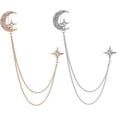 thumbnail image 1 of 2 broches de estrella y luna de 171 mm en 2 colores con cadena y pedrería, 1 of 6