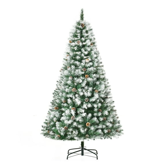 Beyamis 6Ft Snow-Dusted Full Fir Artificial Christmas Tree - 800 Tips Realistic Branches with 61 Pine Cones, Unlit Xmas Tree for Home Living Room Office Holiday Decoration