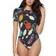 thumbnail image 1 of Balery Bowling Ball Body de cuello redondo de manga corta para mujer Tops de manga corta Tops básicos-Medium, 1 of 7