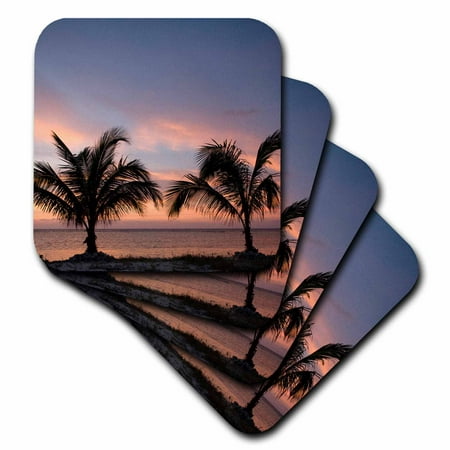 

3dRose Cayman Islands Palm trees Caribbean Sea-CA42 PSO0079 - Paul Souders Soft Coasters set of 4