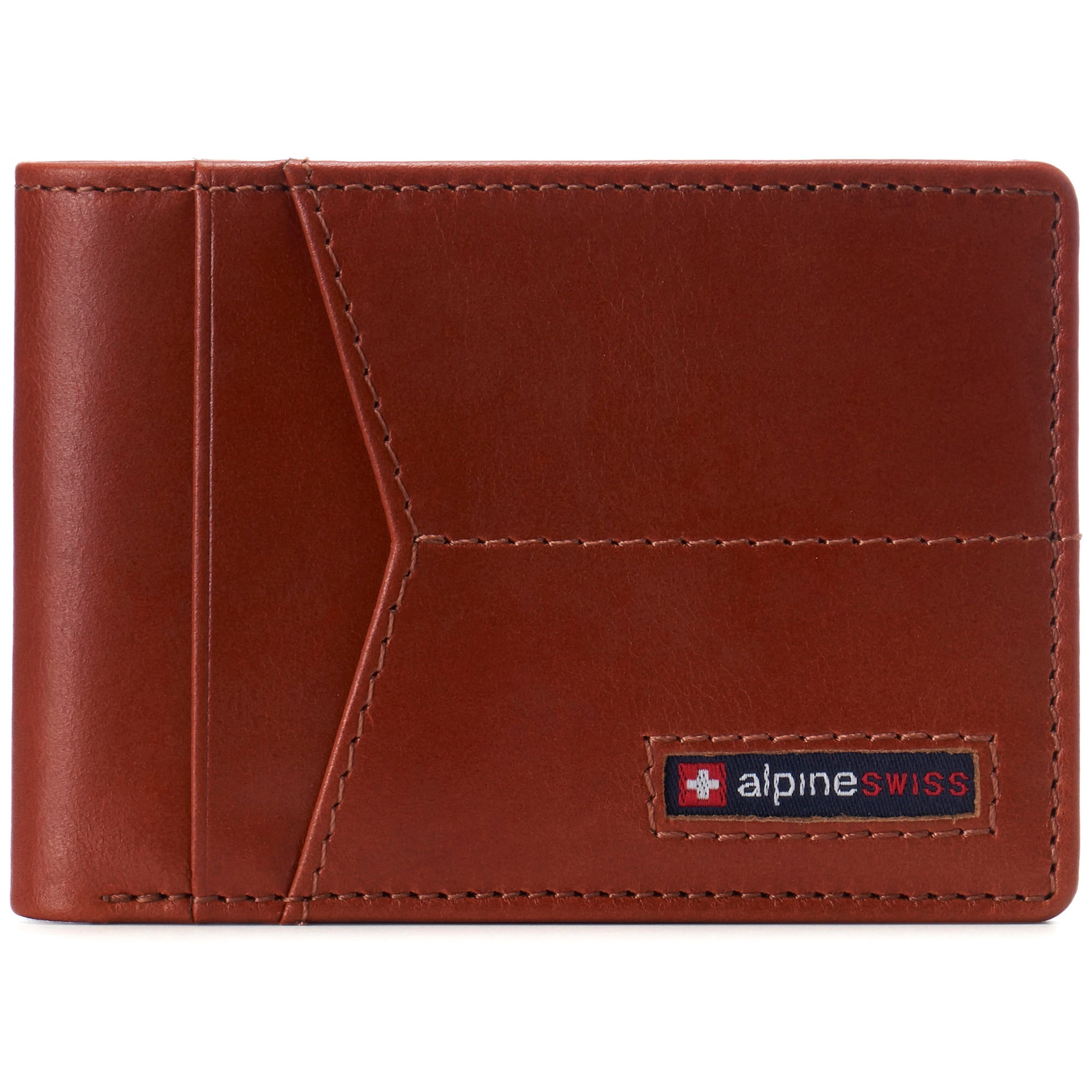 Alpine Swiss Mens Slimfold Wallet RFID Blocking Genuine Leather Thin Bifold FPW