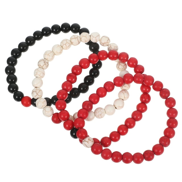 4 pulseras de cuentas: pulseras de cuentas de piedra natural hechas a mano para mujeres y niñas. Pulseras elásticas con piedras para fiestas, verano, playa, vacaciones y festivales.