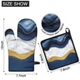 thumbnail image 6 of Blue White Gold Marble Pattern Kitchen Oven Mitt and Pot Holder Sets 2 Pcs for Baking, Cooking and Grilling, Heat Resistant Up To 392 °F, 6 of 7