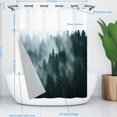 thumbnail image 2 of Goodbath No Hook Shower Curtain with Snap in Liner,Nature Landscapes Misty Forest Trees Fabrci Shower Curtains, Double Layer, Mesh Top Window,71 x74 inches,Green, 2 of 8