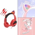 thumbnail image 3 of Auriculares Over Ear con cable ajustables Cancelación de ruido Ligeros para computadora Smartphones Juegos Enseñanza Yotijar rojo, 3 of 6