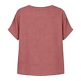 thumbnail image 4 of ClodeEU Women's Linen Blend V Neck Short Sleeve Top with Lace Trim ,Solid Color Casual Blouse Pink,Womens Plus S, 4 of 7