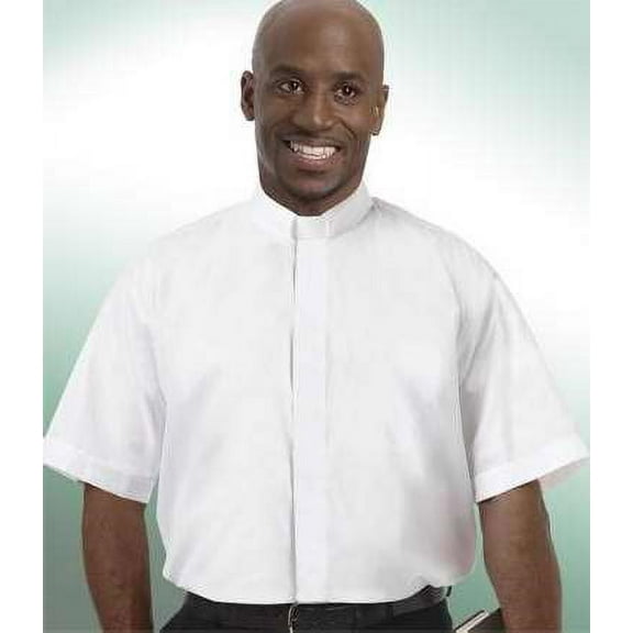 Clerical Shirt-Short Sleeve Tab Collar-17 In-White