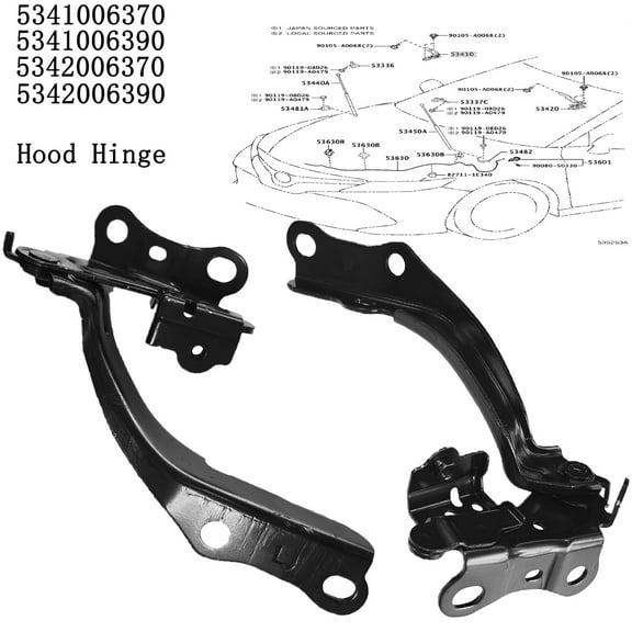 2pc Hood Hinge Set For Toyota Camry 2018-2024 Driver & Passenger Side TO1236243