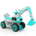 thumbnail image 1 of HOVER HEART Excavator Ride-On Toy 6V/4.5Ah Front LED Construction Truck 4 Wheels Pulling Cart for Kids (Turquoise), 1 of 4