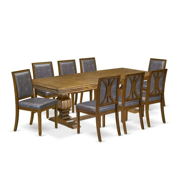 Luxe by East West Furniture 9 piece Dining Table Set includes a Kitchen Table and 8 PU Leather Dinner Chairs