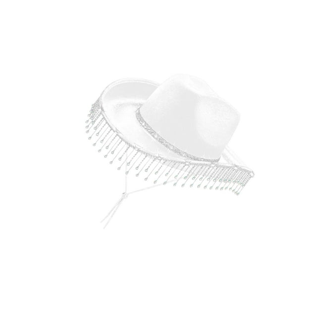 Langgg Chapeau de Cowboy pour Femmes Adultes Décontracté avec Protection Solaire Sangle de Menton Noire Chapeau Réglable Blanc 40x33x14cm