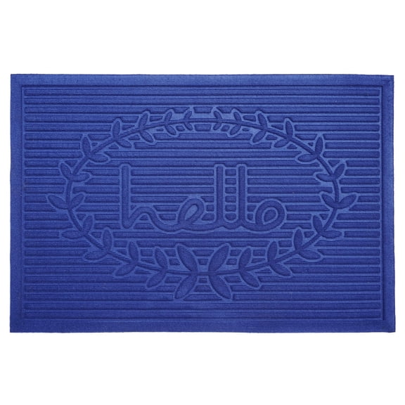Calloway Mills 106612436 Poly Hello Indoor/Outdoor Mat, 24" x 36", Blue