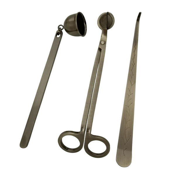 Juego de accesorios para velas 3 en 1, bandeja rea de mechas para velas, acero inoxidable para Acción de Gracias, cumpleaños, bodas, amantes de , luces de té Bronce Sunnimix Apagavelas