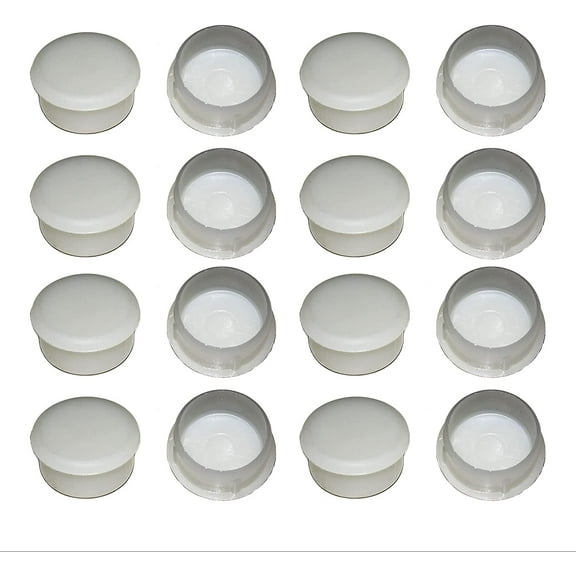 7/8" Inch Round Deluxe Outdoor Patio Furniture Glides Feet Protectors for Wrought Iron Table and Chair Feet Easy to Install & Replace (16 Pieces, White)