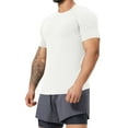 thumbnail image 2 of Deago Men's Workout Slim Fit T Shirts Short Sleeve Gym Bodybuilding Muscle Shirt Athletic Fitness Tee Tops (White, XL), 2 of 7
