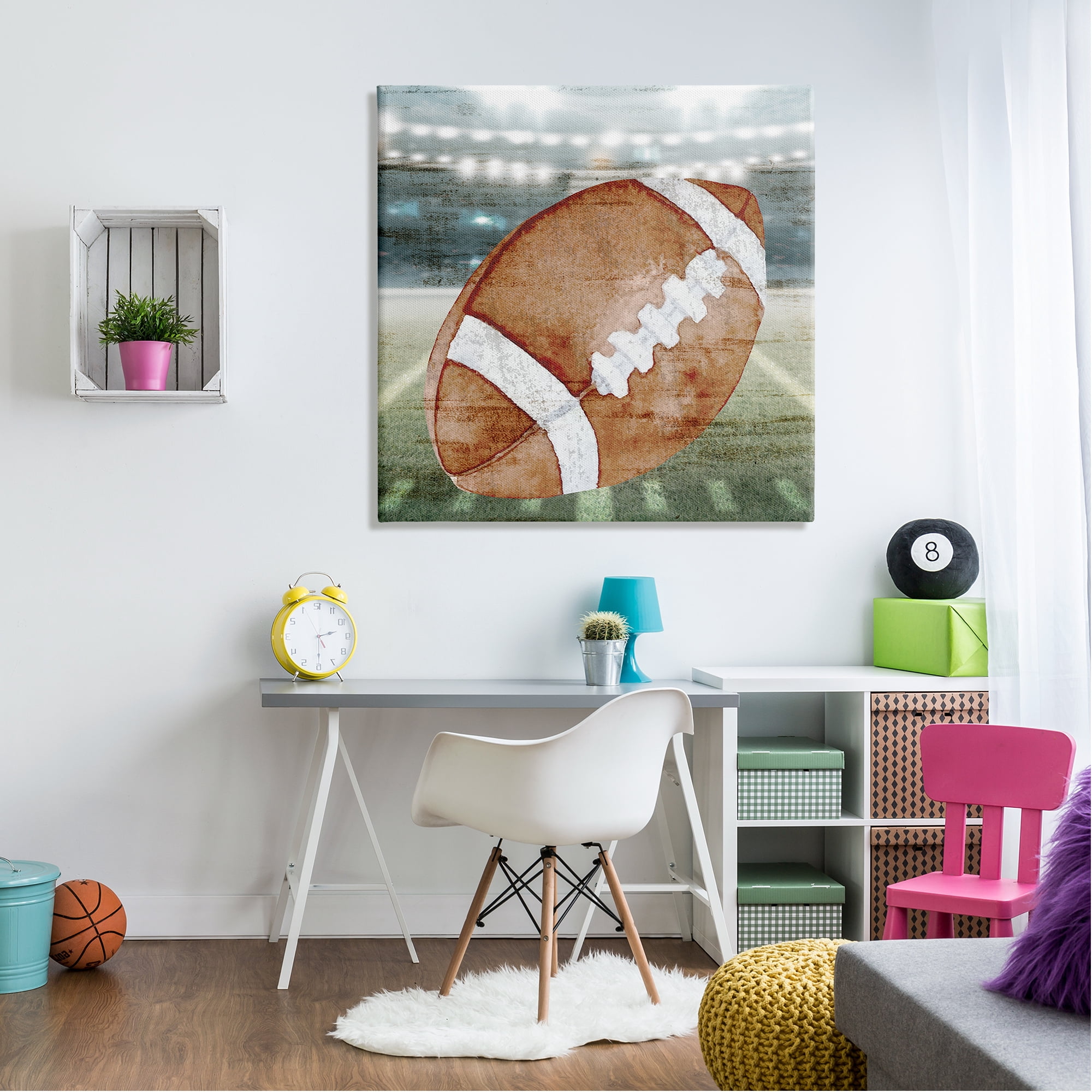 Stupell Industries Abstract Football Field Abstract Painting Gallery Wrapped Canvas Art Print Wall Art, 36 x 36
