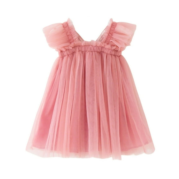 QQAMB Toddler Baby Girls Butterfly Wings Dress Sleeveless A-Line Tulle Princess Dress Birthday Party Tutu Summer Dresses