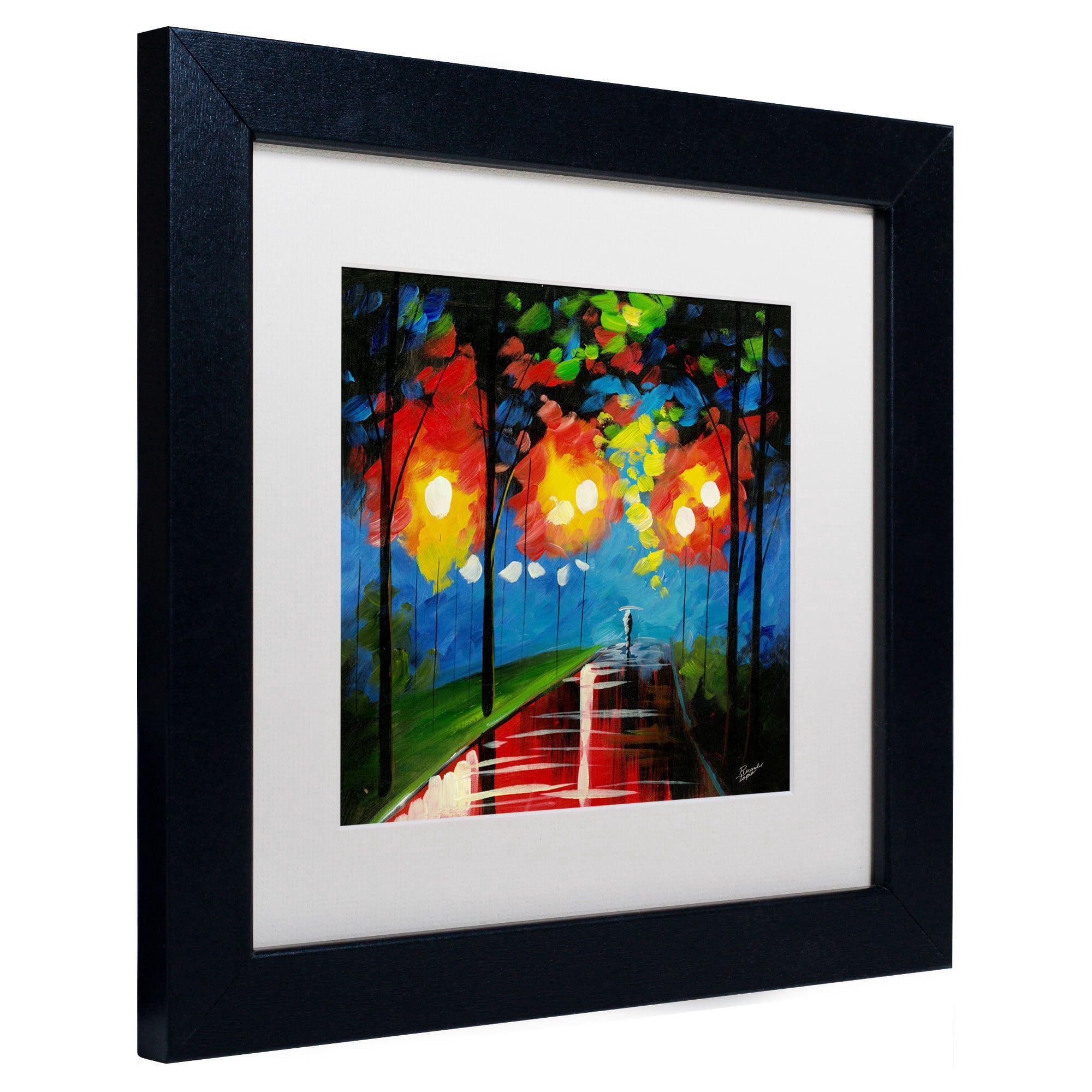 Trademark Fine Art "Night Reflection" Canvas Art by Ricardo Tapia, White Matte, Black Frame