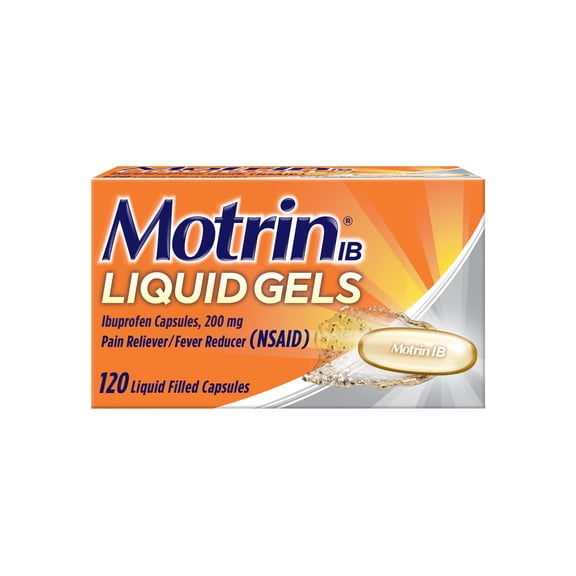 Motrin IB Liquid Gels, Ibuprofen 200mg, Pain & Fever Relief, 120 Count