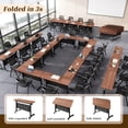 thumbnail image 3 of 6PCS Folding Conference Table with Wheels 47.2"L X15.7"W X29.5"H Walnut Mobile Narrow Training Tables for Office, 3 of 9