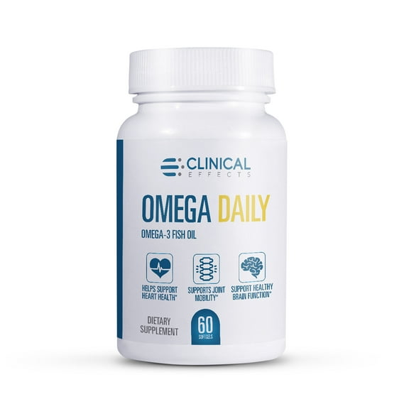 Clinical Effects Omega Daily - Fish Oil Softgels Supplement to Support a Healthy Brain, Heart and Body - 60 Capsules