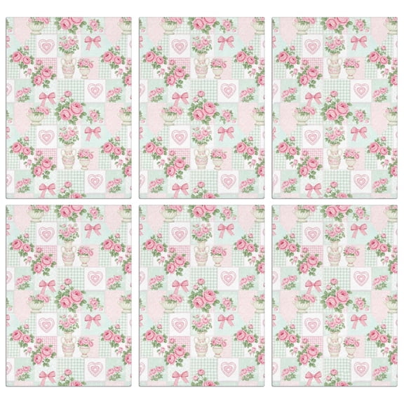 6 Pcs Pioneer Flower Floral Print Pattern Kitchen Towels, Funny Microfiber Dish Towel Set, 18" X 26" Tea Towels
