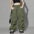 thumbnail image 2 of EnJoCho Cargo Pants Girls High Waisted Baggy Fashion Streetwear 𝖸2𝖪 Drawst𝗋ing Trousers Outdoor Workout Wide Leg Hiking Utility 𝖳rekking Adventure Casual, 2 of 4
